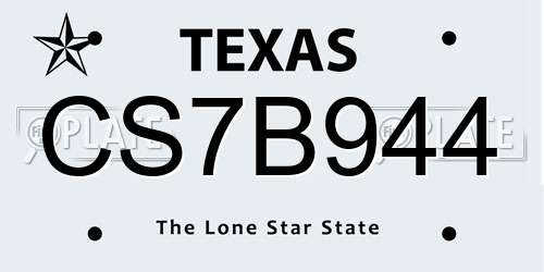 CS7B944 Texas License Plate