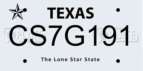 CS7G191 Texas License Plate