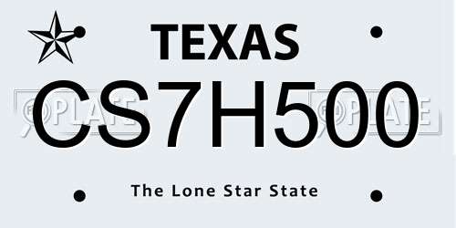 CS7H500 Texas License Plate