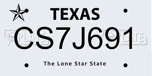 CS7J691 Texas License Plate