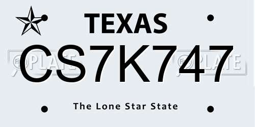CS7K747 Texas License Plate