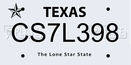 CS7L398 Texas License Plate