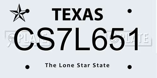 CS7L651 Texas License Plate