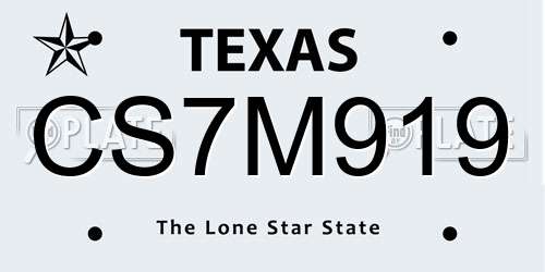 CS7M919 Texas License Plate