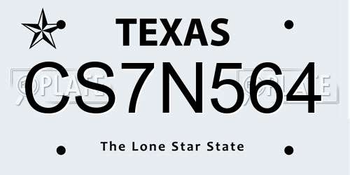 CS7N564 Texas License Plate