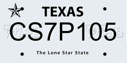 CS7P105 Texas License Plate
