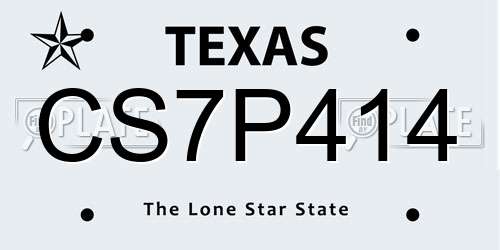 CS7P414 Texas License Plate