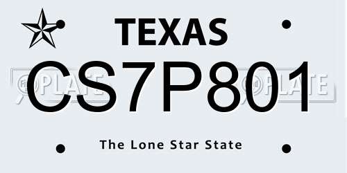 CS7P801 Texas License Plate