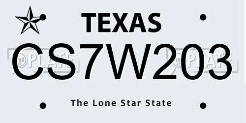 CS7W203 Texas License Plate