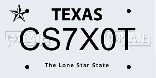 CS7X0T Texas License Plate
