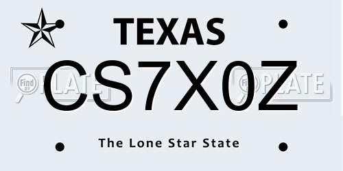 CS7X0Z Texas License Plate