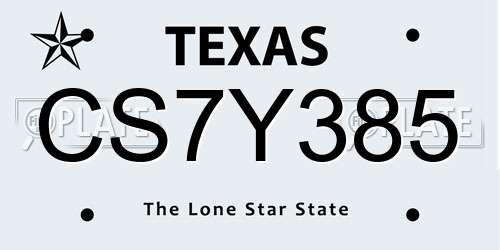 CS7Y385 Texas License Plate