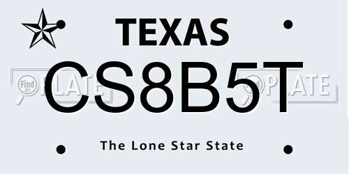 CS8B5T Texas License Plate