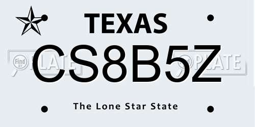 CS8B5Z Texas License Plate