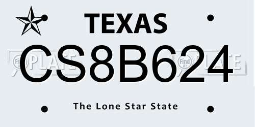 CS8B624 Texas License Plate