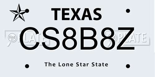 CS8B8Z Texas License Plate