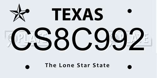 CS8C992 Texas License Plate