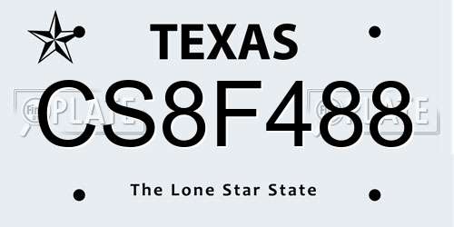 CS8F488 Texas License Plate
