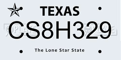 CS8H329 Texas License Plate