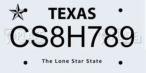 CS8H789 Texas License Plate