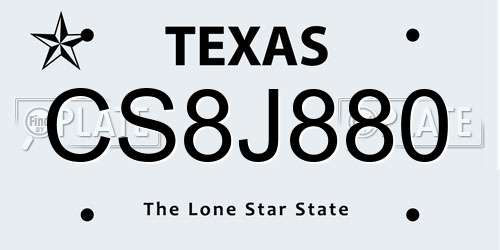 CS8J880 Texas License Plate