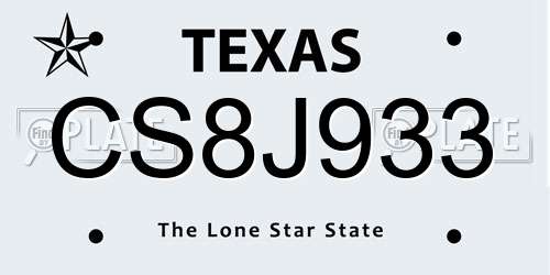 CS8J933 Texas License Plate