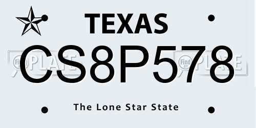CS8P578 Texas License Plate