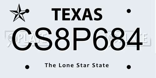 CS8P684 Texas License Plate