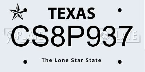 CS8P937 Texas License Plate