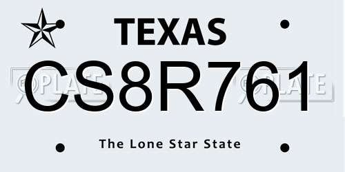 CS8R761 Texas License Plate