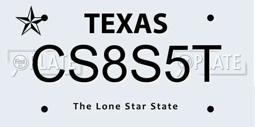 CS8S5T Texas License Plate