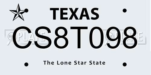 CS8T098 Texas License Plate