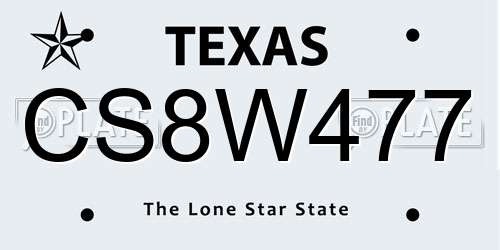 CS8W477 Texas License Plate