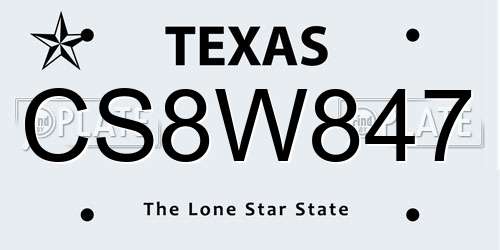 CS8W847 Texas License Plate