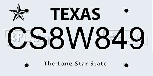 CS8W849 Texas License Plate
