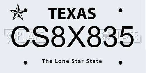 CS8X835 Texas License Plate