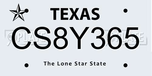 CS8Y365 Texas License Plate