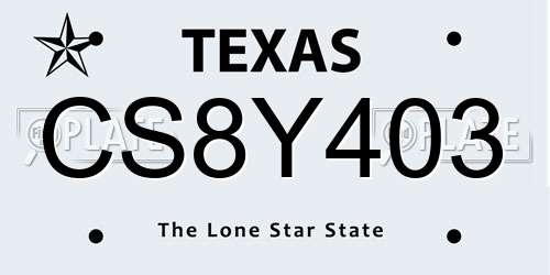CS8Y403 Texas License Plate