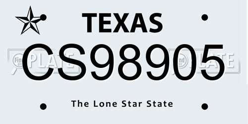 CS98905 Texas License Plate