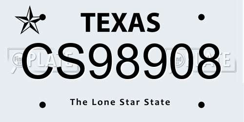 CS98908 Texas License Plate