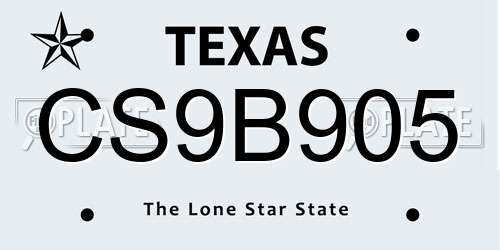 CS9B905 Texas License Plate