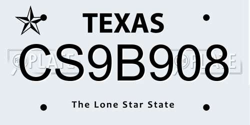 CS9B908 Texas License Plate