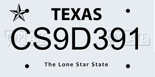 CS9D391 Texas License Plate
