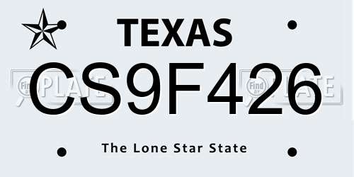 CS9F426 Texas License Plate