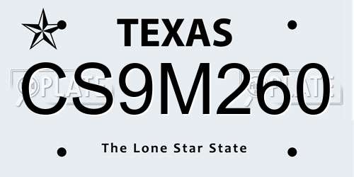 CS9M260 Texas License Plate