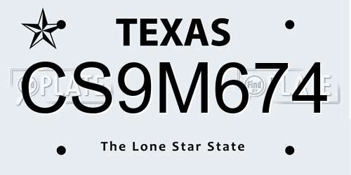 CS9M674 Texas License Plate