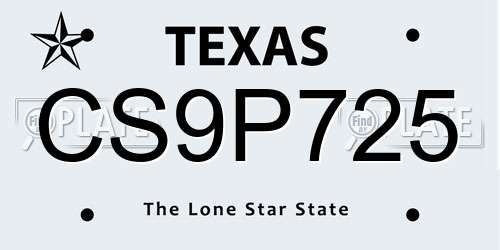 CS9P725 Texas License Plate