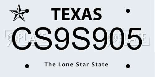 CS9S905 Texas License Plate