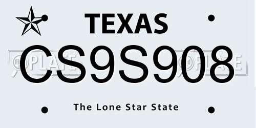 CS9S908 Texas License Plate