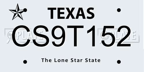 CS9T152 Texas License Plate